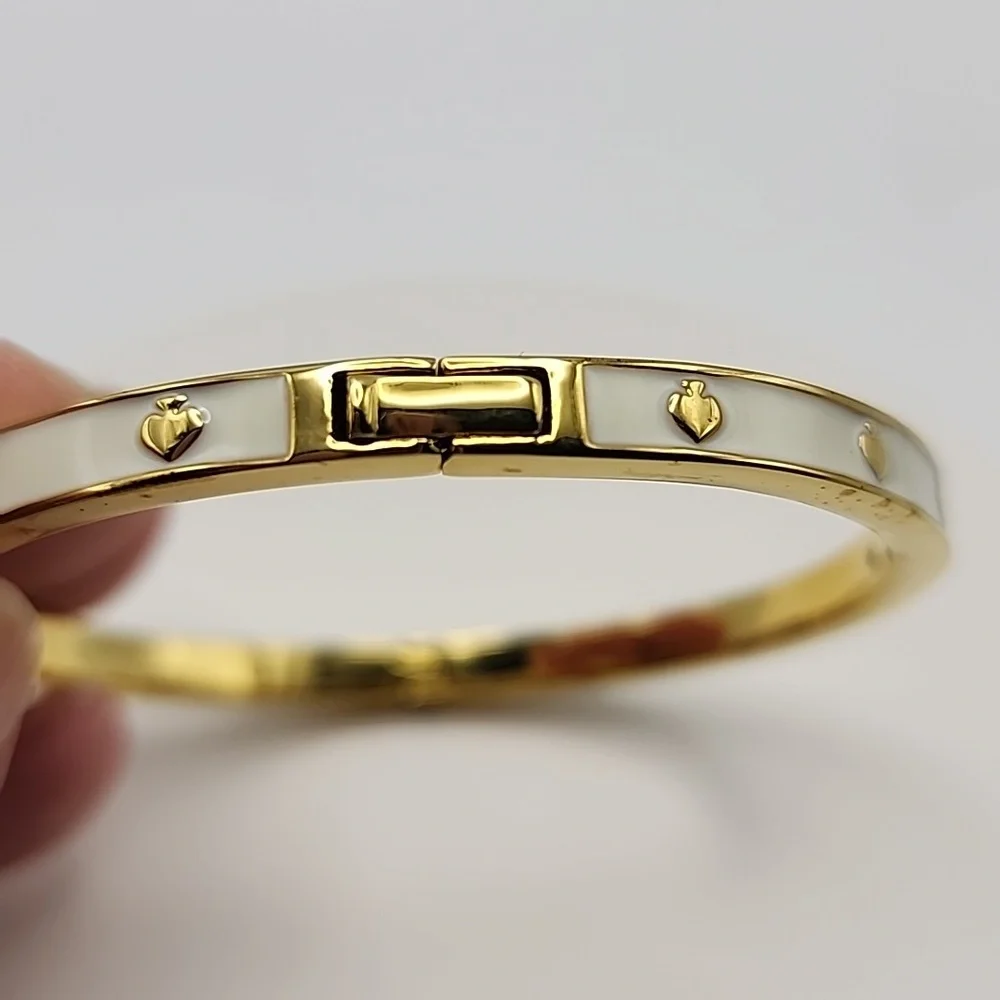 Kate Spade 8‎ Inch Gold Tone and White Bangle Enamel Bracelet